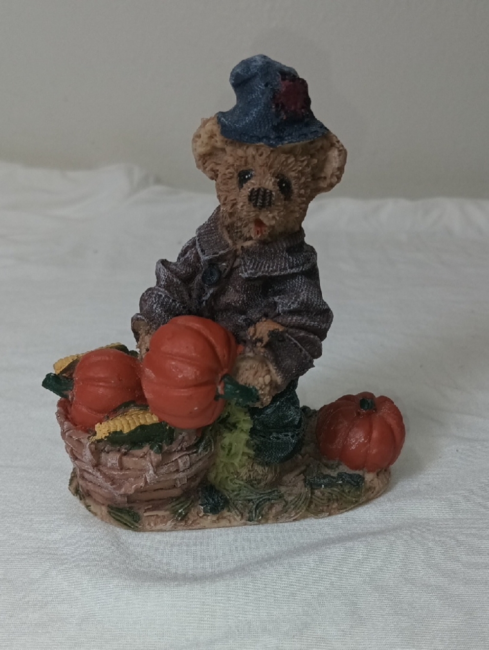 Autumn Bear Figurine with Pumpkins